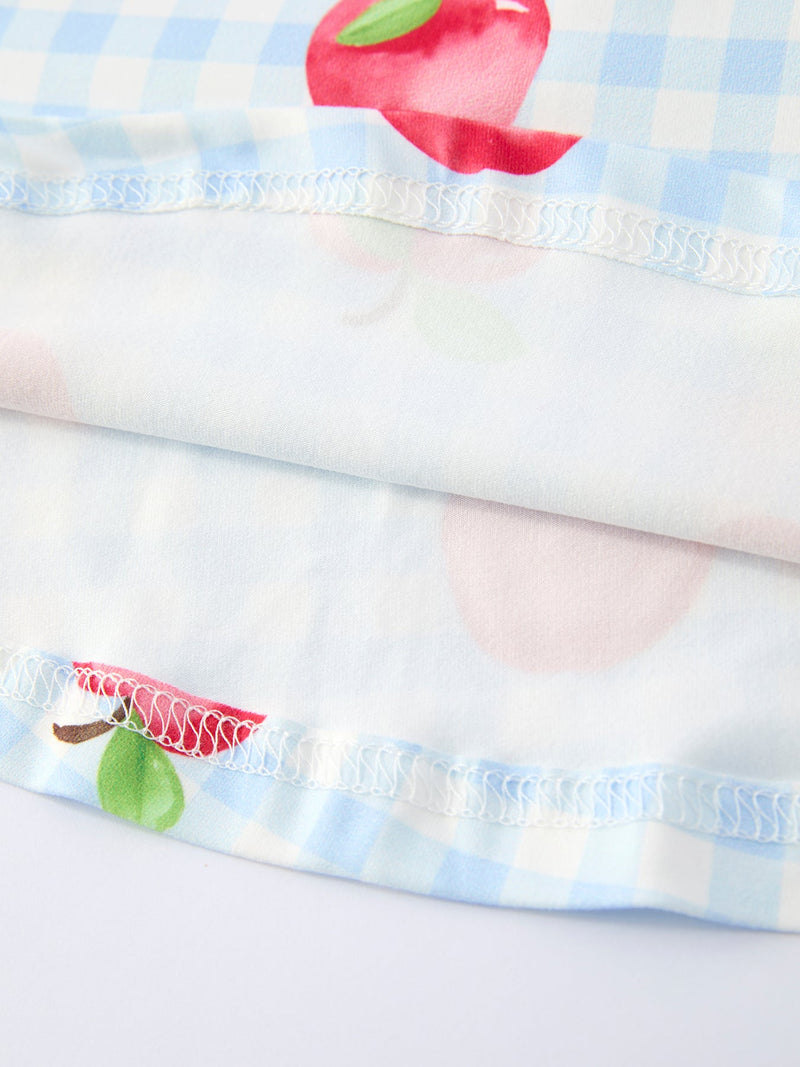 Apple Print Plaid Girls Dress - 5
