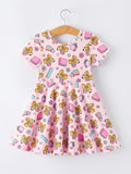 Back to School Print Girls Dress Short Sleeve - 2