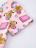 Back to School Print Girls Dress Short Sleeve - 4