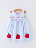 Girls Back To School Apple Twirl Dress Smocked - 1