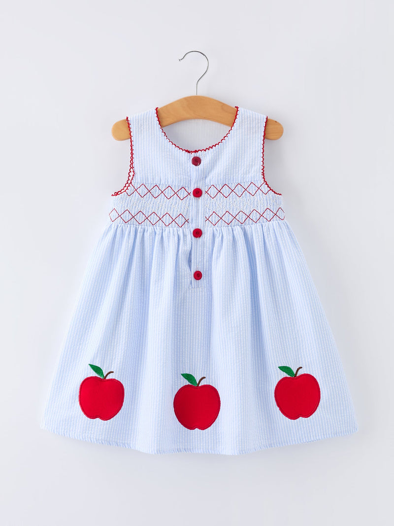 Girls Back To School Apple Twirl Dress Smocked - 1