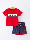 Back To School Apple Boys Set Plaid Shorts - 1