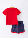 Back To School Apple Boys Set Plaid Shorts - 2