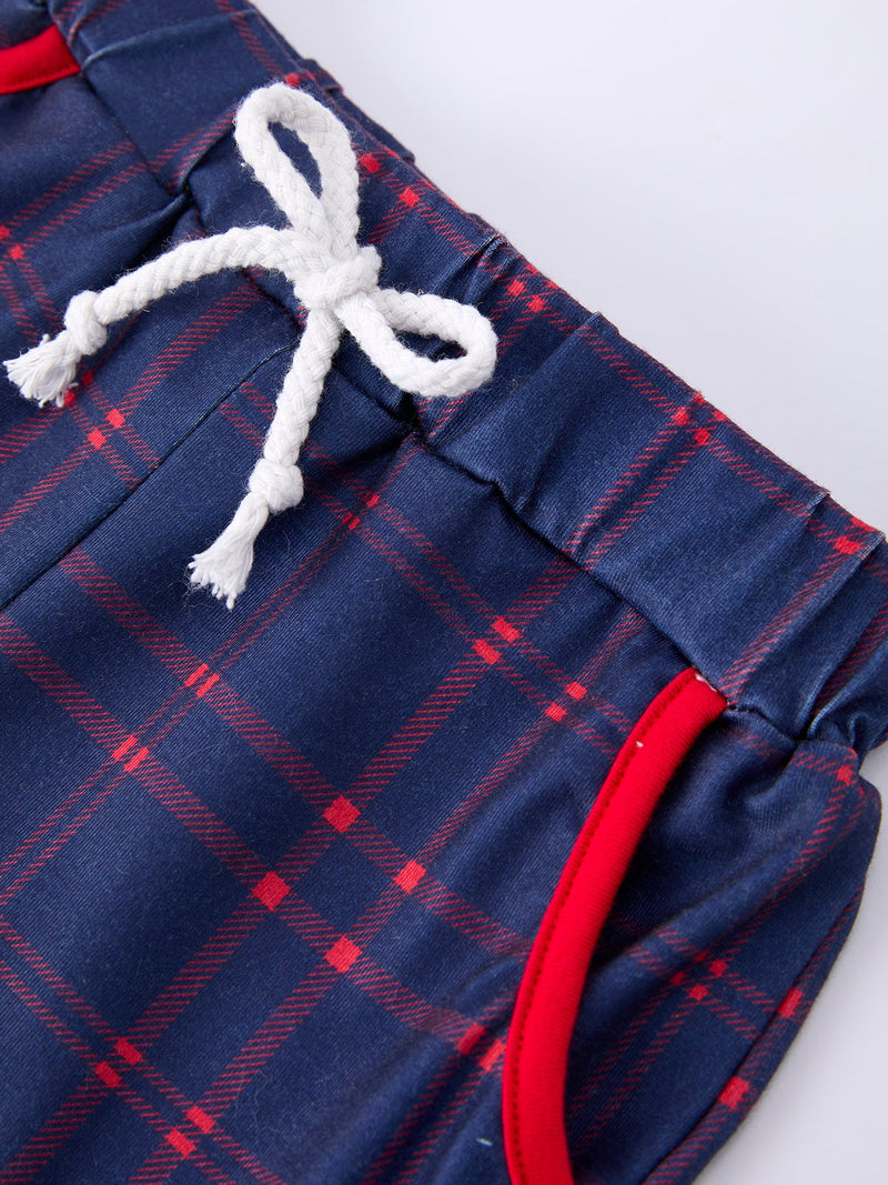 Back To School Apple Boys Set Plaid Shorts - 3