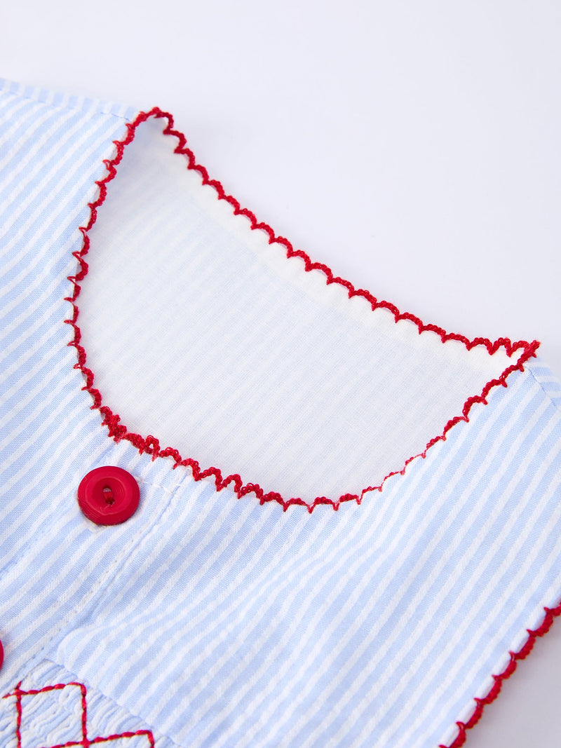 Girls Back To School Apple Twirl Dress Smocked - 3
