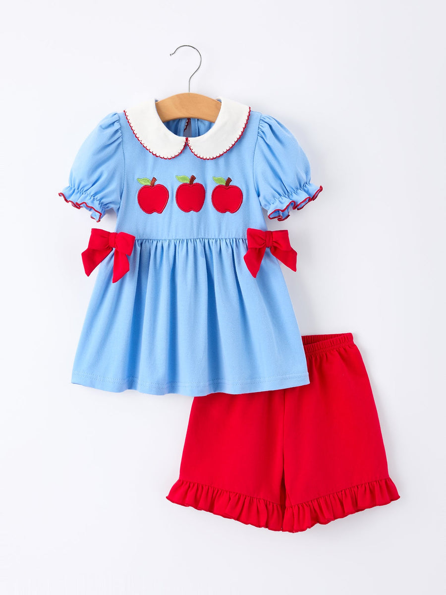 Girls Apple Back to School Outfit Set
