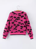 Fall Leopard Bow Girls Knit Cardigan - 2