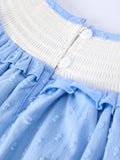 4th of July American Flag Girls Dress Ruffle Collar Scallop Hem - 4
