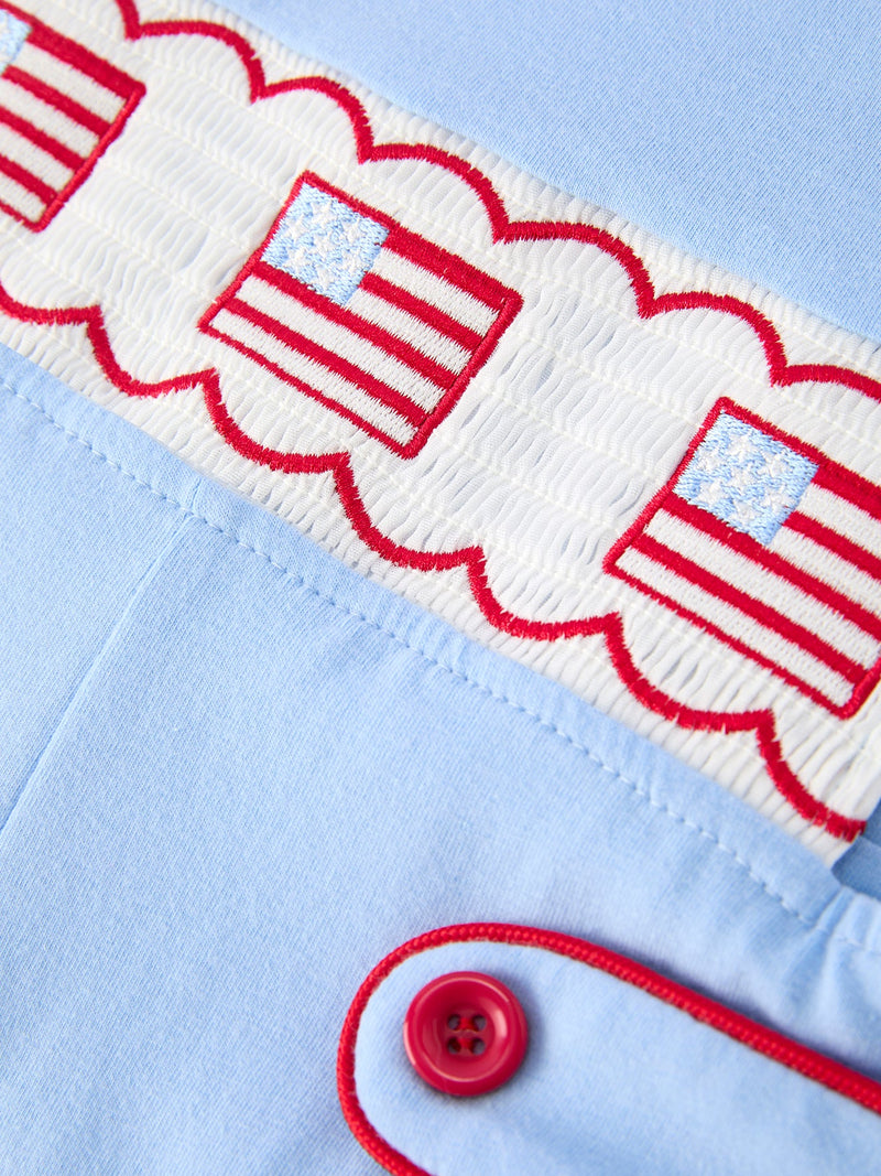 4th of July Flag Baby Boys Romper Smocked - 4