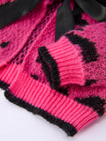 Fall Leopard Bow Girls Knit Cardigan - 4