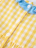 Back To School School Bus Plaid Girls Dress Ruffle Collar Bow - 5