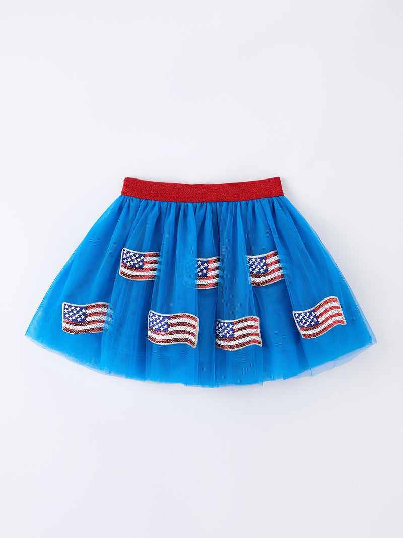 4th of July American Flag Girls Tulle Skirt - 1