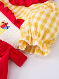 Back To School Supply Plaid Girls Dress Ruffle Collar Bow - 4