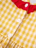 Back To School Supply Plaid Girls Dress Ruffle Collar Bow - 5