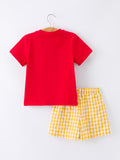 Back to School Crayon Smocked Boys Plaid Shorts Set - 6