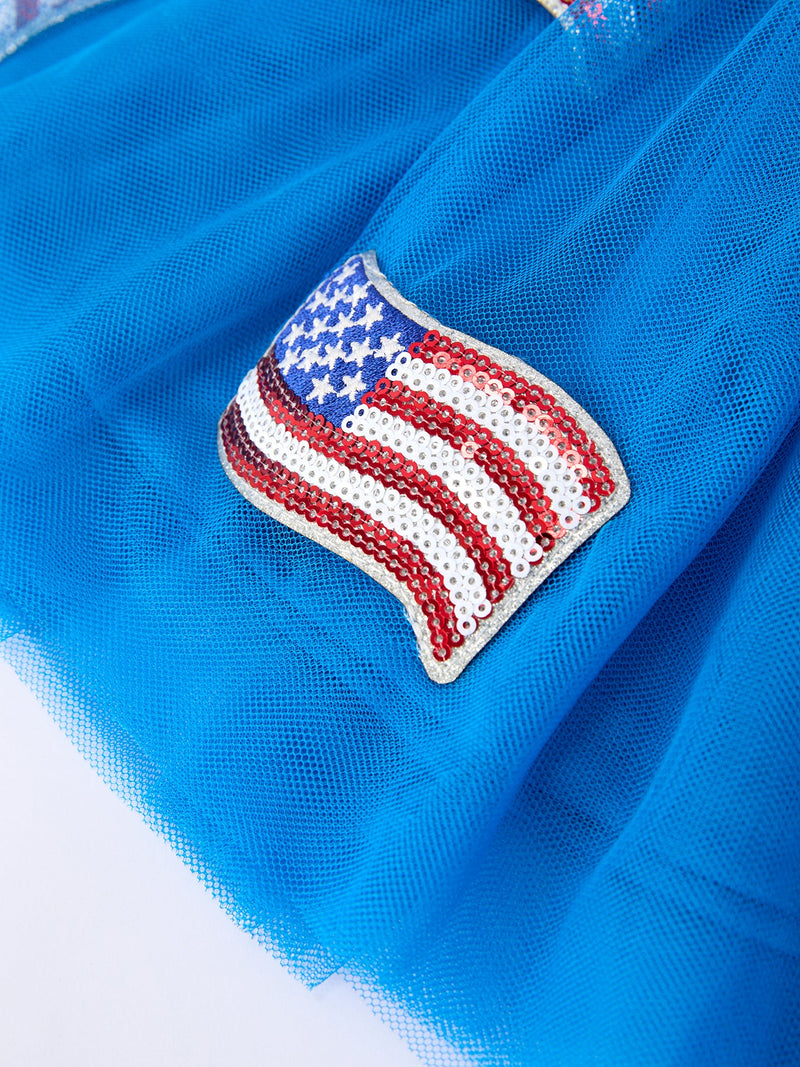 4th of July American Flag Girls Tulle Skirt - 3