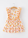 Girls Back To School Pencil Twirl Dress Ruffle Flutter Sleeve - 1