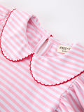 Girls Back To School Apple Applique Twirl Dress Ruffle Petal Collar - 3