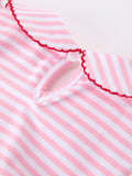 Girls Back To School Apple Applique Twirl Dress Ruffle Petal Collar - 4