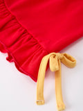 Girls Apple Bow Back to School Top and Ruffle Shorts Set - 3