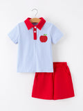 Boys Back To School Apple Polo Short Set - 1