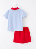Boys Back To School Apple Polo Short Set - 2