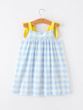 Girls Back To School Pencil Plaid Dress Bow Applique Smocked - 2