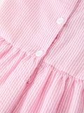 Girls Back To School Bow Twirl Dress Ruffle Applique Pink - 5