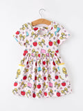 Girls Apple Bow Pocket Twirl Dress - 2