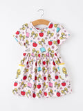Girls Apple Bow Pocket Twirl Dress - 1