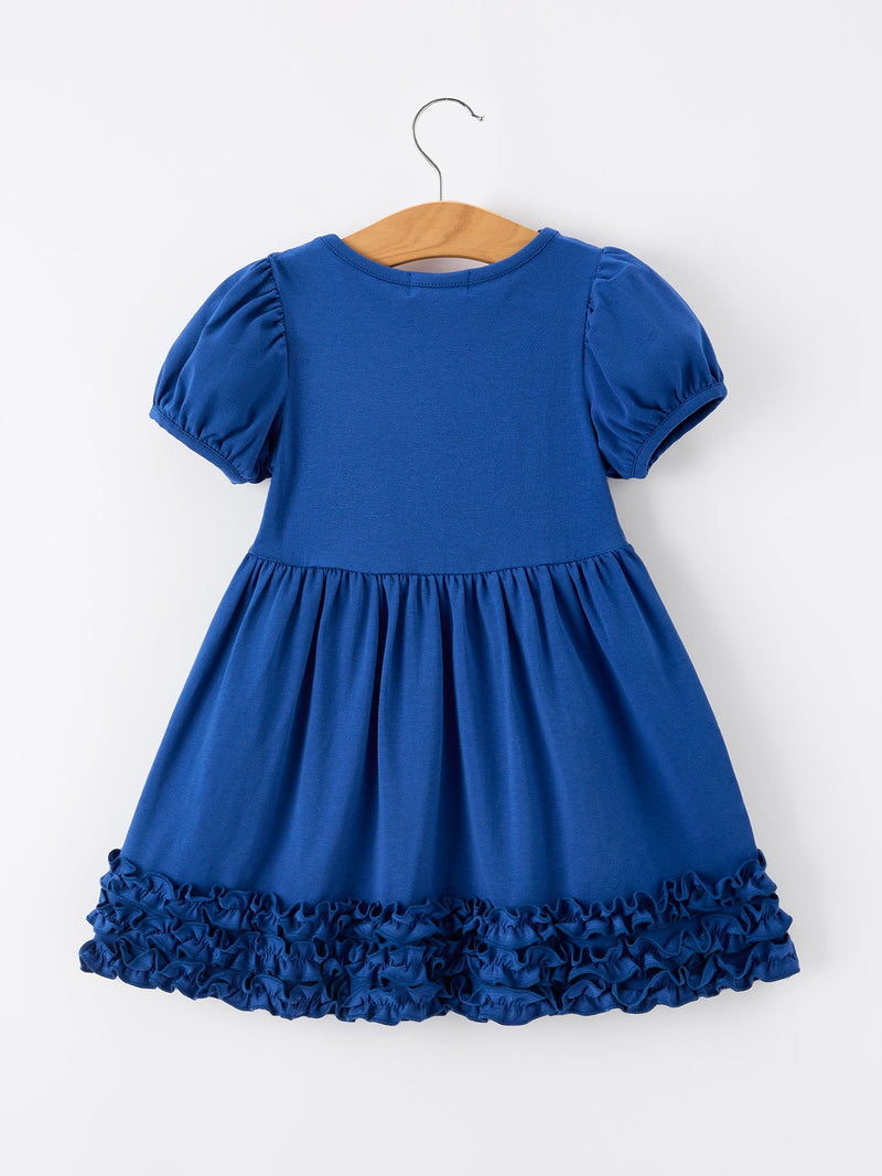 Girls Back To School Crayon Twirl Dress Ruffle Applique - 7