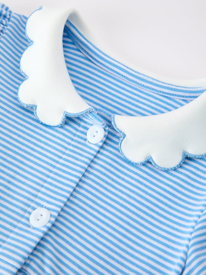 Girls Back To School Pencil Dress Petals Collar Pocket Applique - 3