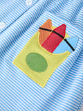 Girls Back To School Pencil Dress Petals Collar Pocket Applique - 4