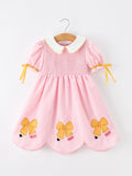Girls Back To School Pencil Twirl Dress Bow Applique Smocked - 1