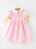 Girls Back To School Pencil Twirl Dress Bow Applique Smocked - 9