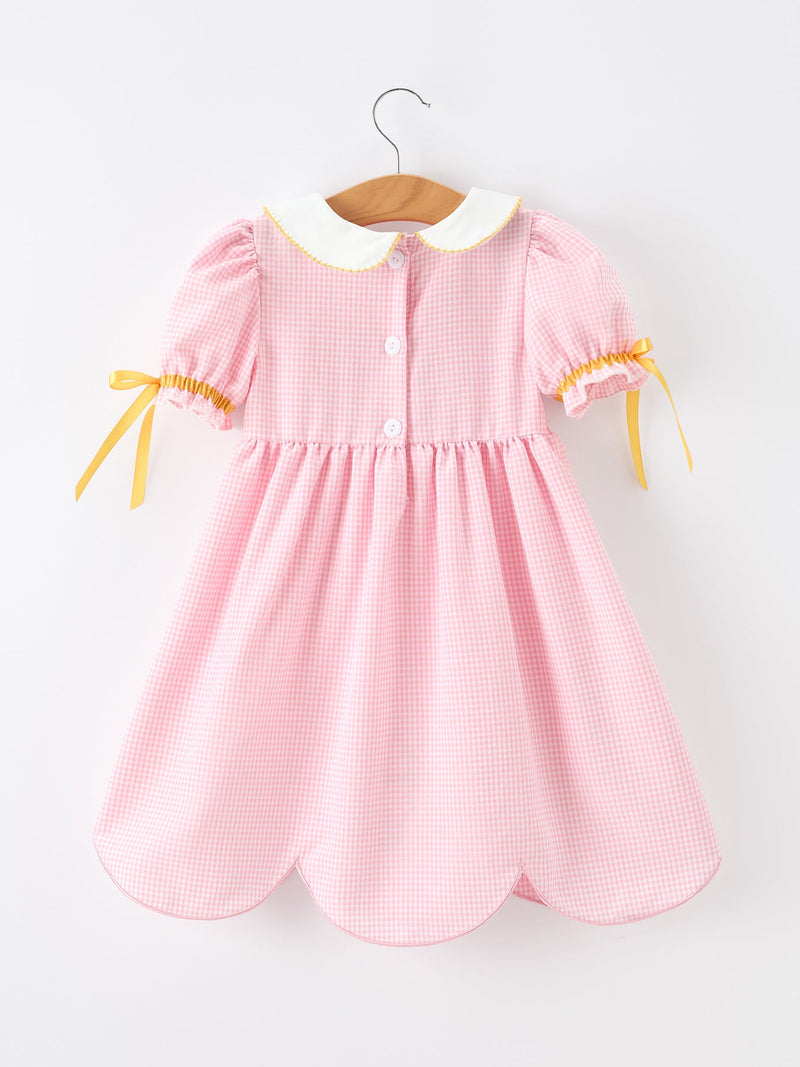 Girls Back To School Pencil Twirl Dress Bow Applique Smocked - 9