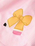 Girls Back To School Pencil Twirl Dress Bow Applique Smocked - 11