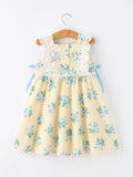 Lace-trimmed Bow Girls' Dress-Pink/Blue - 8