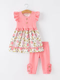 Girls Back To School Apple Pencil Polka Dot Dress Leggings Set - 1