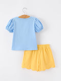 Girls Back To School Crayon Applique Top Shorts Set - 2