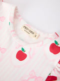 Girls Back To School Apple Bow Pocket Ruffle Top Shorts Set - 4