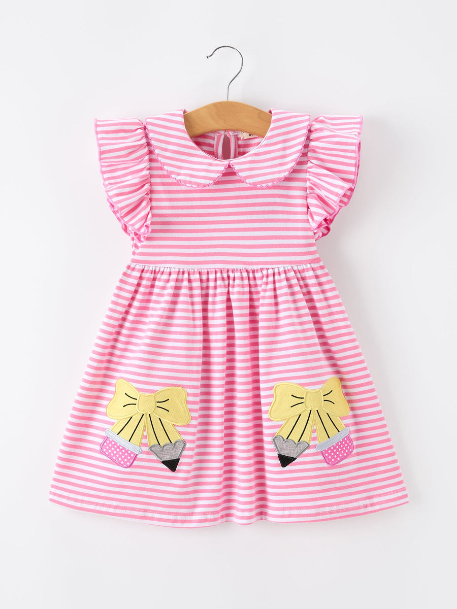 Girls Back to School Bow Pencil Twirl Dress