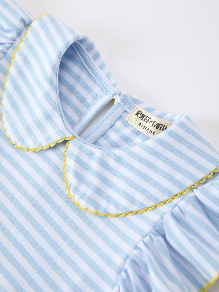 Crayon Back to School Dress with Ruffle Petal Collar