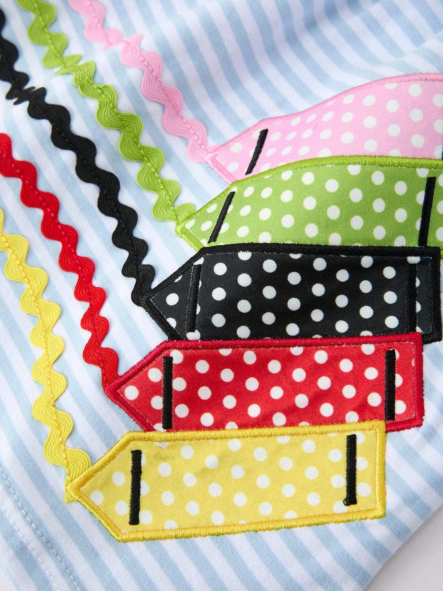 Crayon Back to School Dress with Ruffle Petal Collar