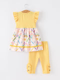 Girls Back To School Rainbow School Bus Ruffle Dress Leggings Set - 2
