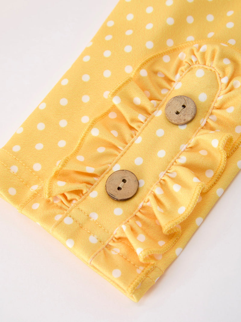 Girls Back To School Rainbow School Bus Ruffle Dress Leggings Set - 3