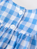 Girls 4th of July Plaid Peter Pan Collar Romper - 5