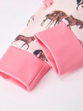 Girls Western Horse Bow Pajamas Set Print - 5