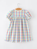 Girls Back To School Dog Plaid Twirl Dress - 2