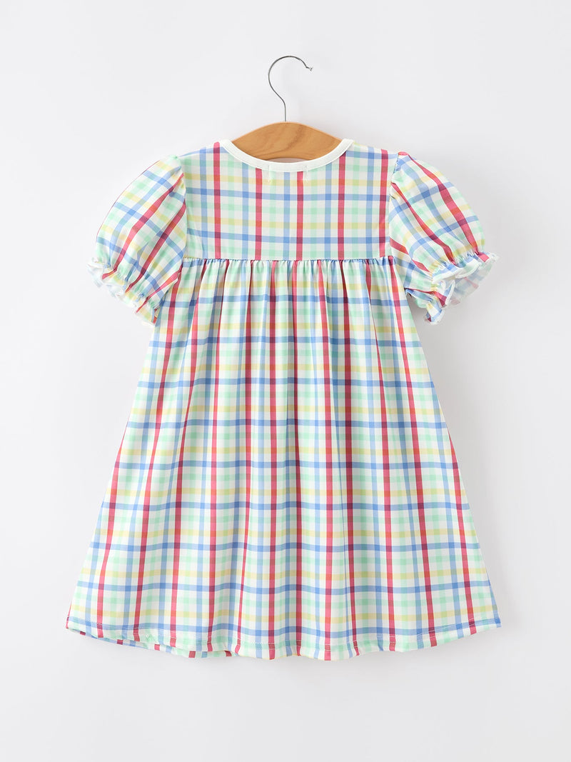 Girls Back To School Dog Plaid Twirl Dress - 2